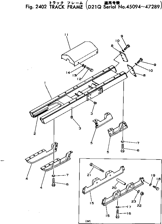 Схема запчастей Komatsu D21Q-5 - ГУСЕНИЧНАЯ РАМА ГУСЕНИЦЫ