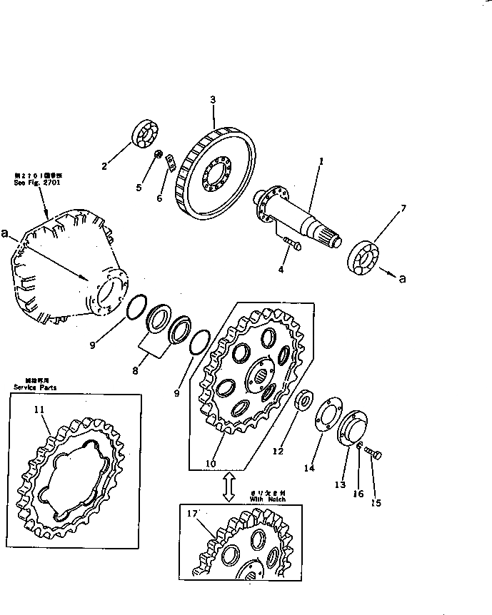 Схема запчастей Komatsu D21Q-6 - ЗВЕЗДОЧКА И ВАЛ ОСНОВН. МУФТА¤ТРАНСМИССИЯ¤ РУЛЕВ. УПРАВЛЕНИЕ И КОНЕЧНАЯ ПЕРЕДАЧА
