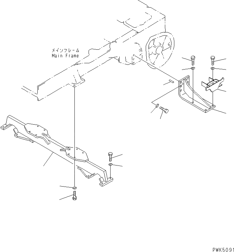 Схема запчастей Komatsu D21Q-7-M - ПОДВЕСКА ОСНОВН. РАМА И КОМПОНЕНТЫ