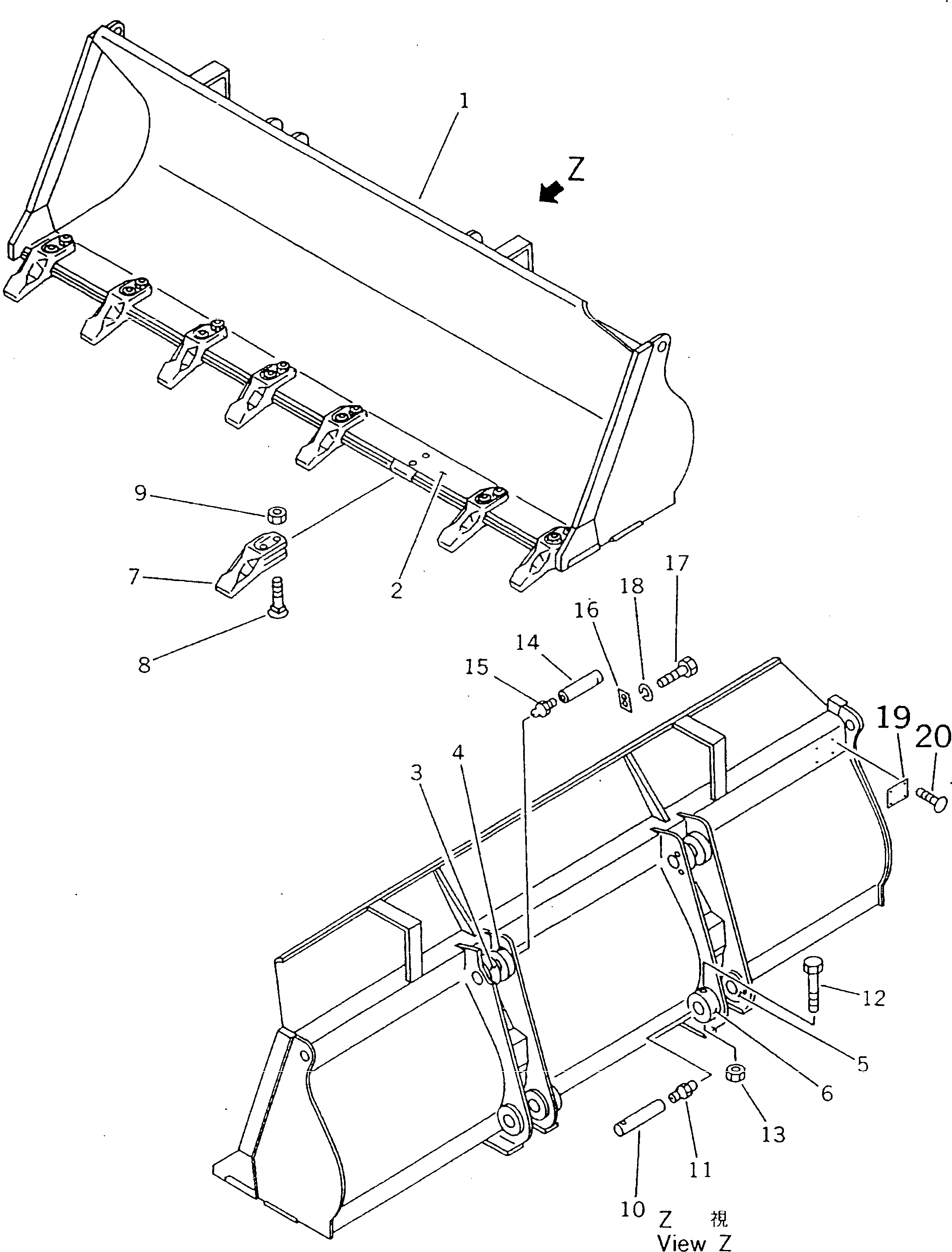 Схема запчастей Komatsu D21Q-7 - КОВШ РАБОЧЕЕ ОБОРУДОВАНИЕ