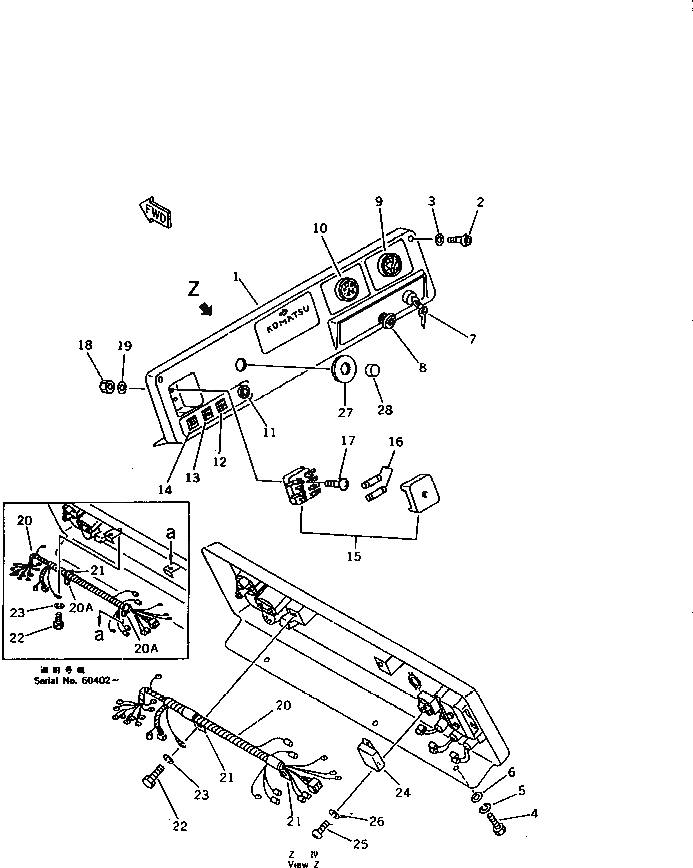 Схема запчастей Komatsu D21S-6 - ПАНЕЛЬ ПРИБОРОВ (ДЛЯ ПЕДАЛЬ РУЛЕВ. УПРАВЛЕНИЕ) КОМПОНЕНТЫ ДВИГАТЕЛЯ И ЭЛЕКТРИКА