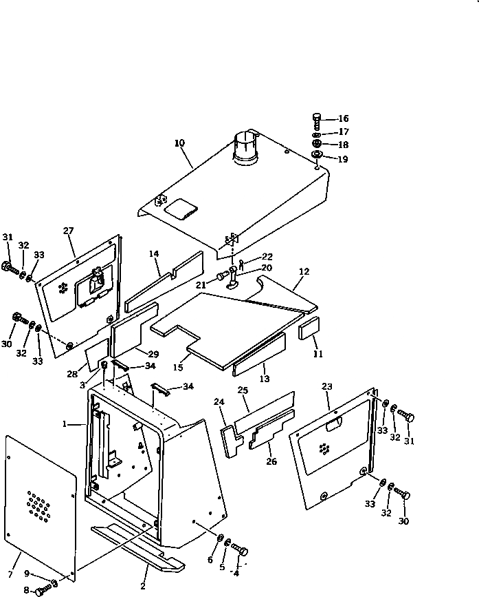 Схема запчастей Komatsu D21S-6 - ЗАЩИТА РАДИАТОРА AND КАПОТ (ШУМОПОДАВЛ. ДЛЯ EC)(№8-) ЧАСТИ КОРПУСА