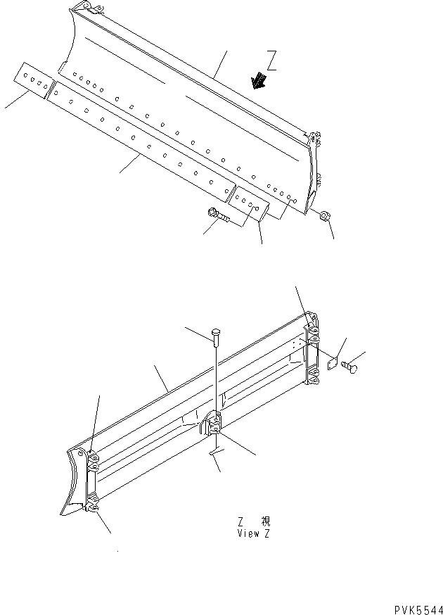 Схема запчастей Komatsu D21S-7 - ОТВАЛ С ИЗМ. УГЛОМ ПОВОРОТА РАБОЧЕЕ ОБОРУДОВАНИЕ