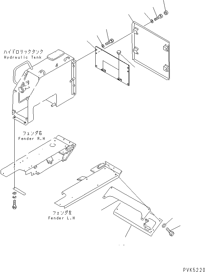 Схема запчастей Komatsu D21S-7-M - ЗАДН. КРЫШКА (АНТИВАНДАЛЬН.) ЧАСТИ КОРПУСА