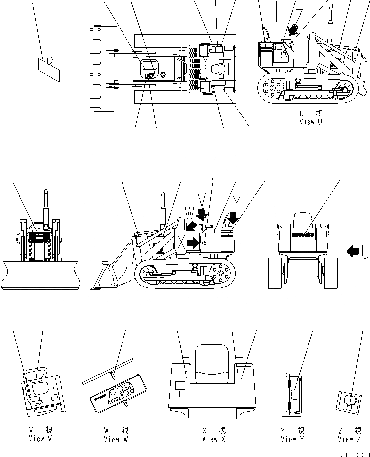 Схема запчастей Komatsu D21S-7-M - МАРКИРОВКА (ЯПОН.) (ДЛЯ КАБИНА ROPS)(№-) МАРКИРОВКА