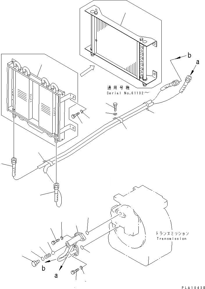 Схема запчастей Komatsu D21S-7 - ЛИНИИ МАСЛООХЛАДИТЕЛЯ СИСТЕМА УПРАВЛЕНИЯ