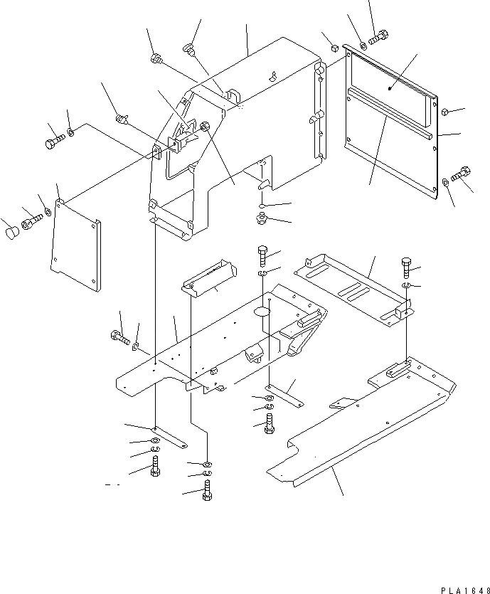 Схема запчастей Komatsu D21S-7 - ЗАДН. КРЫШКА И ГИДР. БАК. (КАБИНА ROPS) ЧАСТИ КОРПУСА