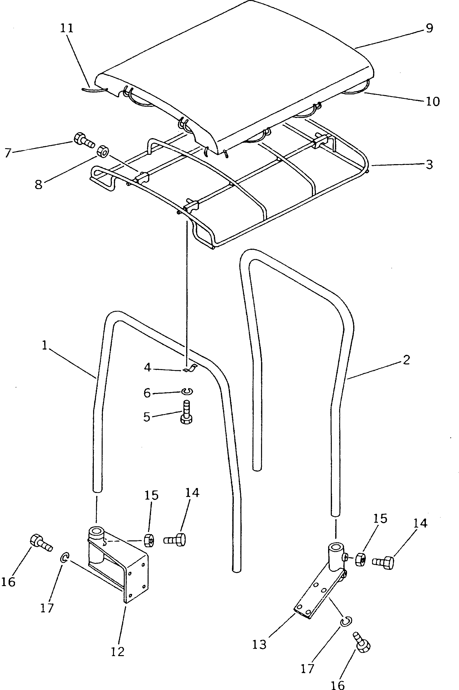 Схема запчастей Komatsu D21S-7 - НАВЕС (CANVAS) ЧАСТИ КОРПУСА
