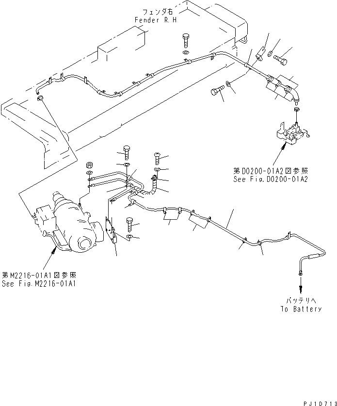Схема запчастей Komatsu D275A-2 - ОБОГРЕВАТЕЛЬ. ТОПЛИВН. И ЭЛЕКТР. ЭЛЕКТРОПРОВОДКА (МОРОЗОУСТОЙЧИВ. СПЕЦ-Я) ЧАСТИ КОРПУСА