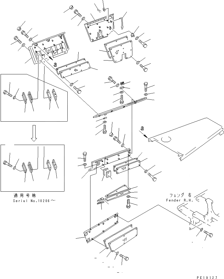 Схема запчастей Komatsu D275A-2 - БОКОВ. КРЫШКА ПРАВ. (ШУМОПОДАВЛ. СПЕЦ-Я ДЛЯ EC)(№-7) ЧАСТИ КОРПУСА