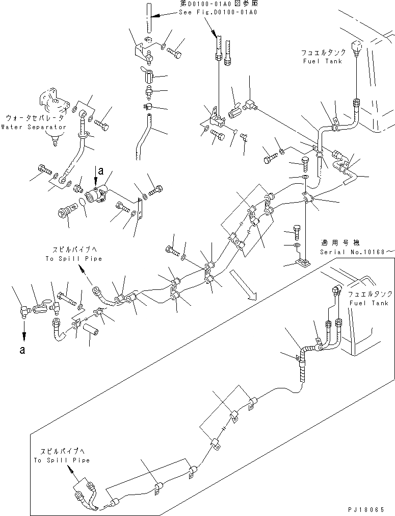 Схема запчастей Komatsu D275A-2 - ТОПЛИВН. ОСНОВН. ЛИНИЯ (С ВОДООТДЕЛИТЕЛЕМ) ТОПЛИВН. БАК. AND КОМПОНЕНТЫ