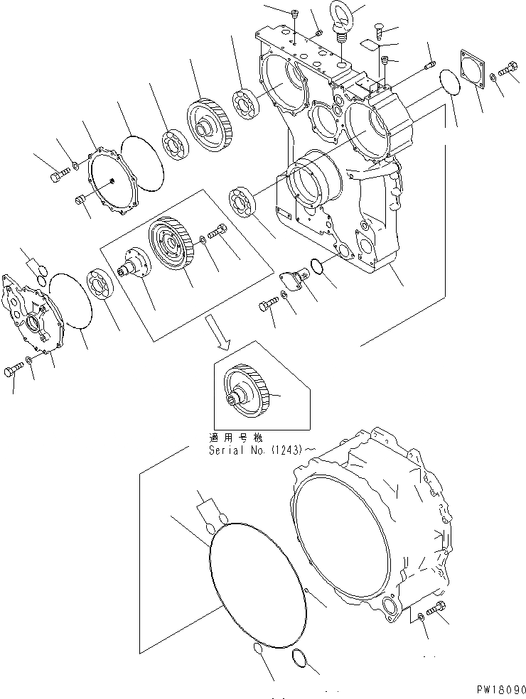 Схема запчастей Komatsu D275A-2 - МЕХ-М ОТБОРА МОЩНОСТИ (/) СИЛОВАЯ ПЕРЕДАЧА И КОНЕЧНАЯ ПЕРЕДАЧА