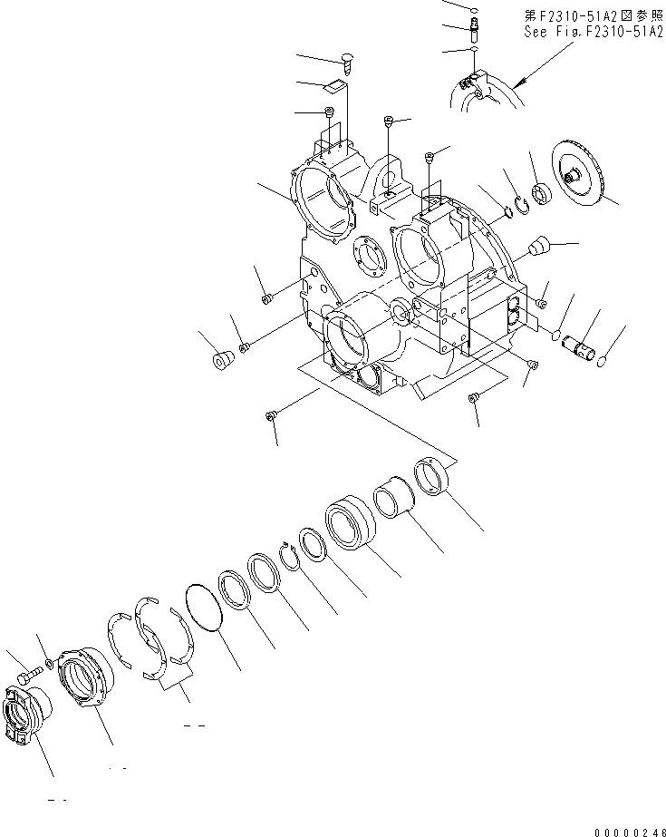 Схема запчастей Komatsu D275A-5D - ГИДРОТРАНСФОРМАТОР (ЗАДН. ЧАСТЬ И ПРИВОД ПРОДУВОЧН. НАСОСА)(МОРОЗОУСТОЙЧИВ. СПЕЦ-Я(B)СПЕЦ-Я.) (С БЛОКИР. UP МУФТА) СИЛОВАЯ ПЕРЕДАЧА И КОНЕЧНАЯ ПЕРЕДАЧА