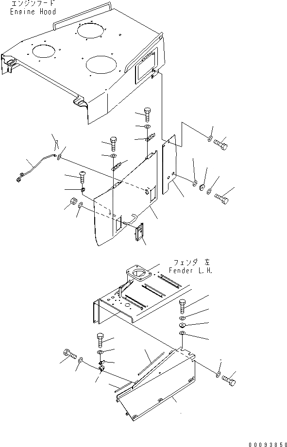 Схема запчастей Komatsu D275A-5D - БОКОВ. КРЫШКА ДВИГ. (ЛЕВ.) (ЗАКРЫТ.) (МОРОЗОУСТОЙЧИВ. СПЕЦ-Я)(№-) ЧАСТИ КОРПУСА