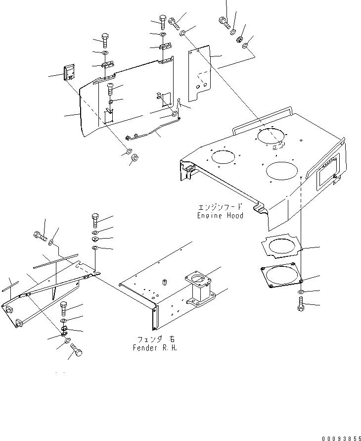 Схема запчастей Komatsu D275A-5D - БОКОВ. КРЫШКА ДВИГ. (ПРАВ.) (ЗАКРЫТ.) (МОРОЗОУСТОЙЧИВ. СПЕЦ-Я)(№-) ЧАСТИ КОРПУСА