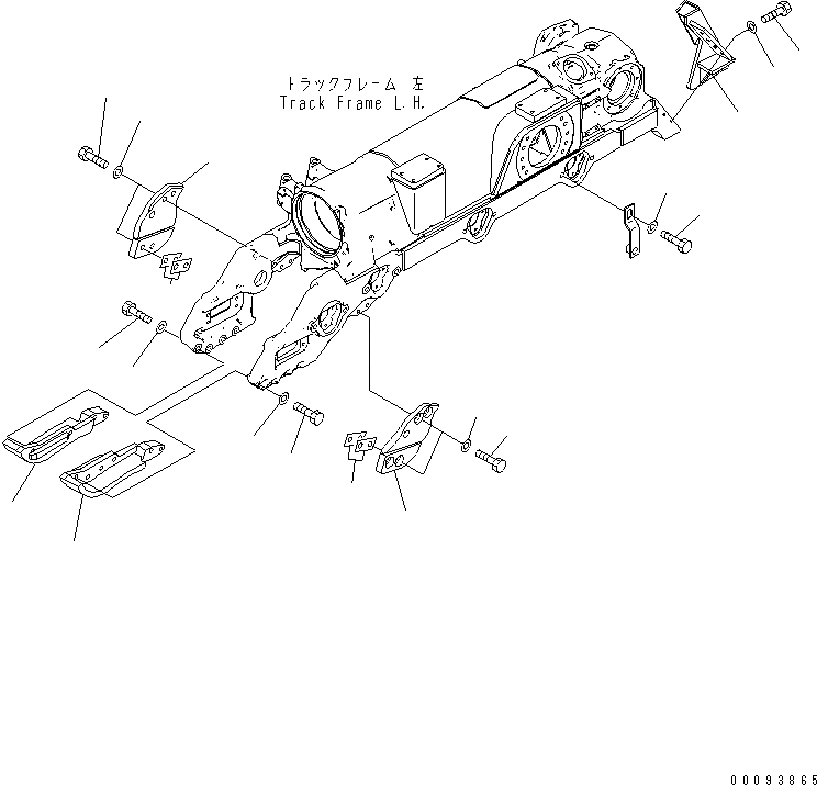 Схема запчастей Komatsu D275A-5D - ГУСЕНИЧНАЯ РАМА (ЧАСТИ КОРПУСА) (ЛЕВ.) (ПОЛН. ЗАЩИТА КАТКОВ)(№-) ХОДОВАЯ