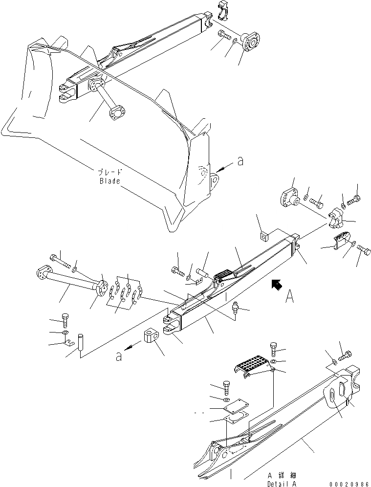 Схема запчастей Komatsu D275A-5D - РАМА ПРЯМ. ОТВАЛА (ЛЕВ.) РАБОЧЕЕ ОБОРУДОВАНИЕ
