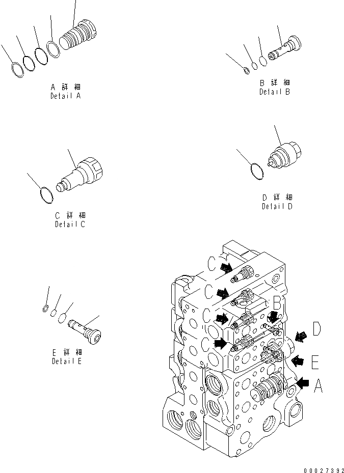 Схема запчастей Komatsu D275A-5D - УПРАВЛЯЮЩ. КЛАПАН (4-Х СЕКЦИОНН.) (/) (МОРОЗОУСТОЙЧИВ. СПЕЦ-Я) ОСНОВН. КОМПОНЕНТЫ И РЕМКОМПЛЕКТЫ