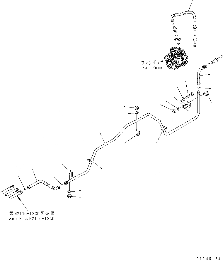 Схема запчастей Komatsu D275A-5R - ПРИВОД ВЕНТИЛЯТОРА ЛИНИЯ (ЛИНИЯ ПОДАЧИ)(№-) ГИДРАВЛИКА