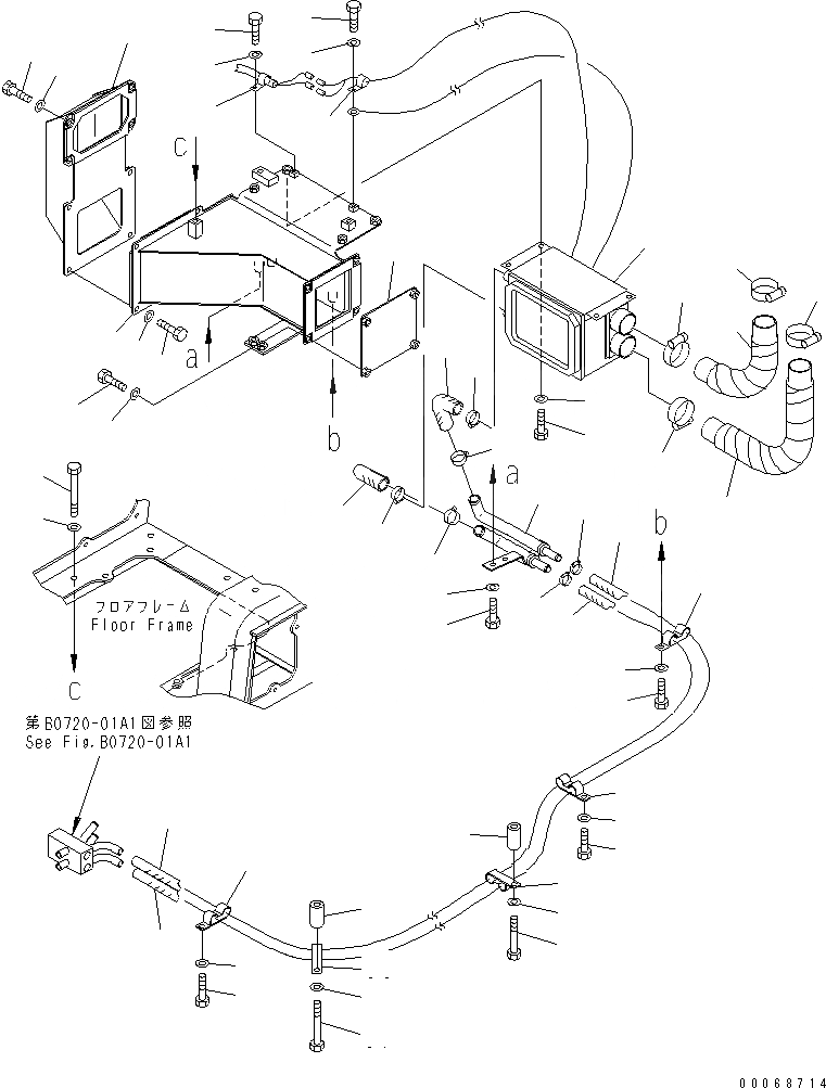 Схема запчастей Komatsu D275A-5R - ОСНОВН. КОНСТРУКЦИЯ (ЛИНИЯ ДОПОЛН. ОБОГРЕВАТЕЛЯ)(№-) КАБИНА ОПЕРАТОРА И СИСТЕМА УПРАВЛЕНИЯ