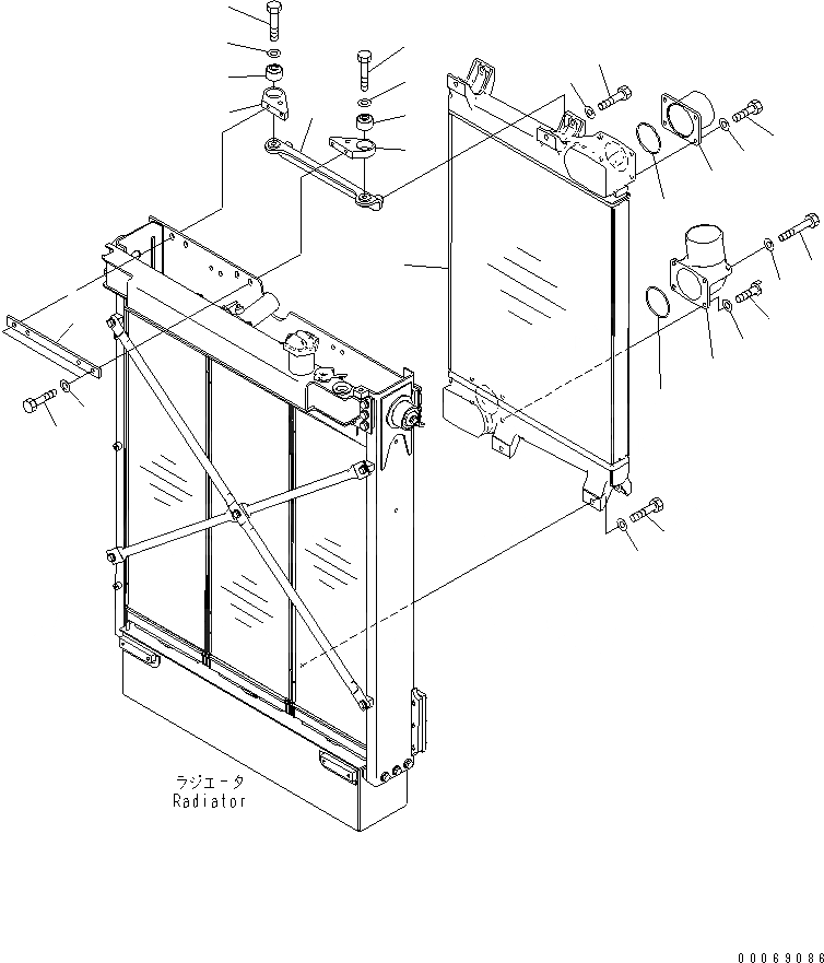 Схема запчастей Komatsu D275A-5R - ЗАЩИТА РАДИАТОРА (ПОСЛЕОХЛАДИТЕЛЬ)(№-) ЧАСТИ КОРПУСА