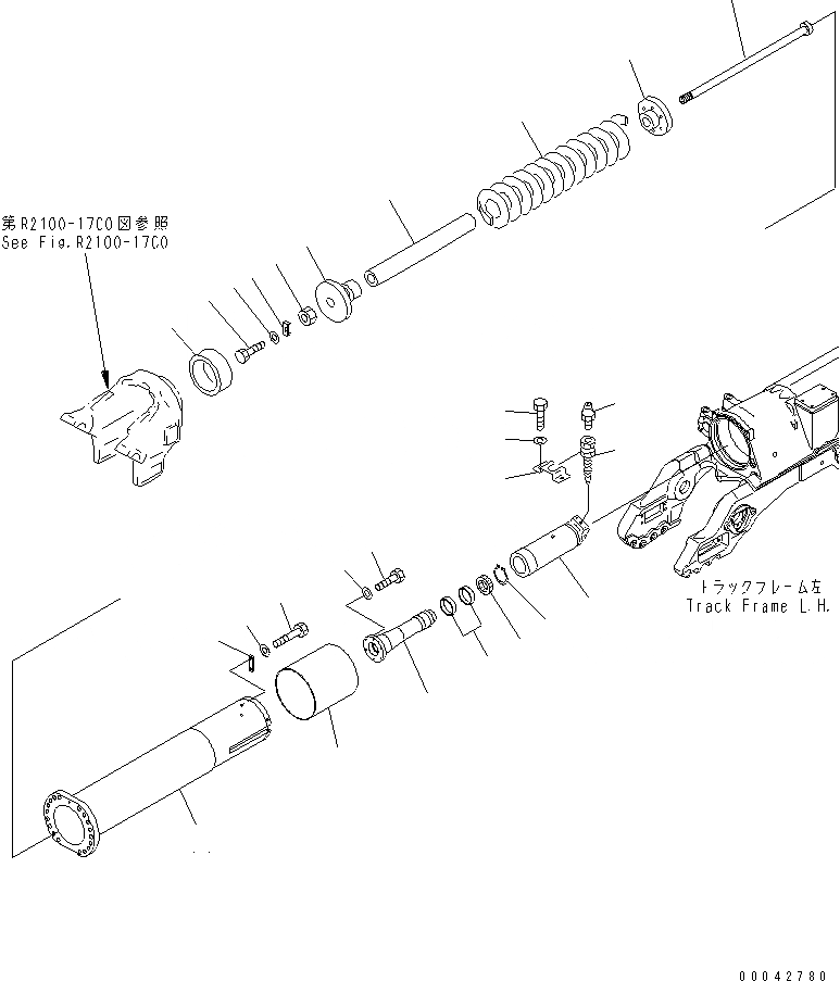 Схема запчастей Komatsu D275A-5R - ГУСЕНИЧНАЯ РАМА (ПРУЖИНА) (ЛЕВ.)(№-) ХОДОВАЯ