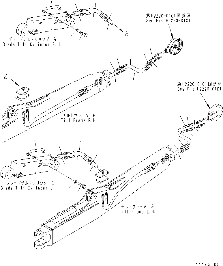 Схема запчастей Komatsu D275A-5R - ПЕРЕКОС. ОТВАЛА ТРУБЫ (ДЛЯ ОТВАЛА С ДВОЙН. ПЕРЕКОСОМ)(№-) РАБОЧЕЕ ОБОРУДОВАНИЕ