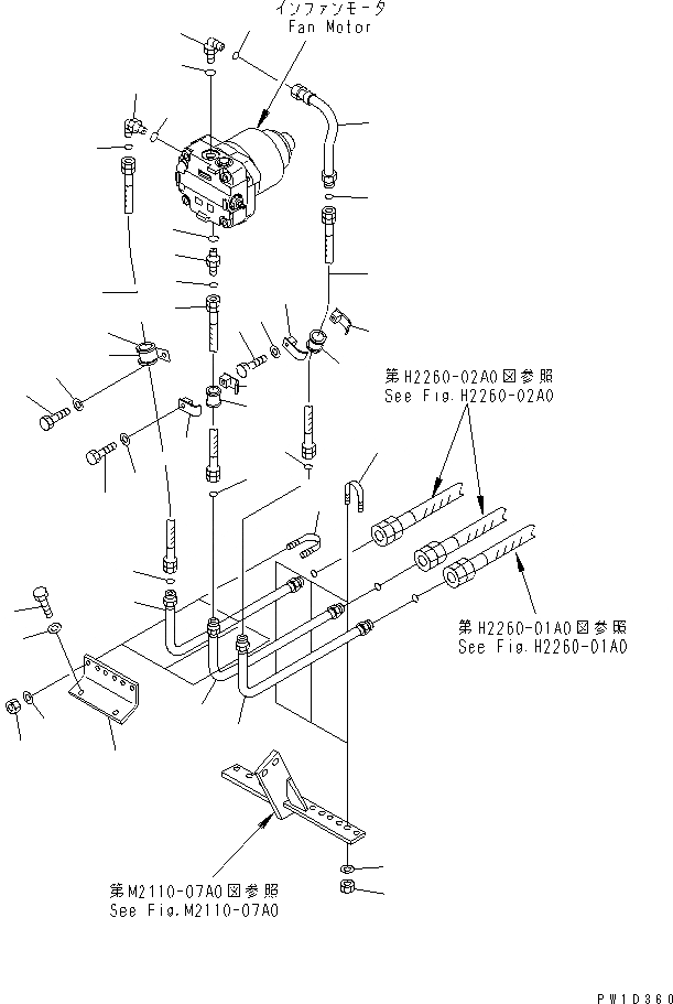 Схема запчастей Komatsu D275A-5 - МОТОР ВЕНТИЛЯТОРА ТРУБЫ ЧАСТИ КОРПУСА