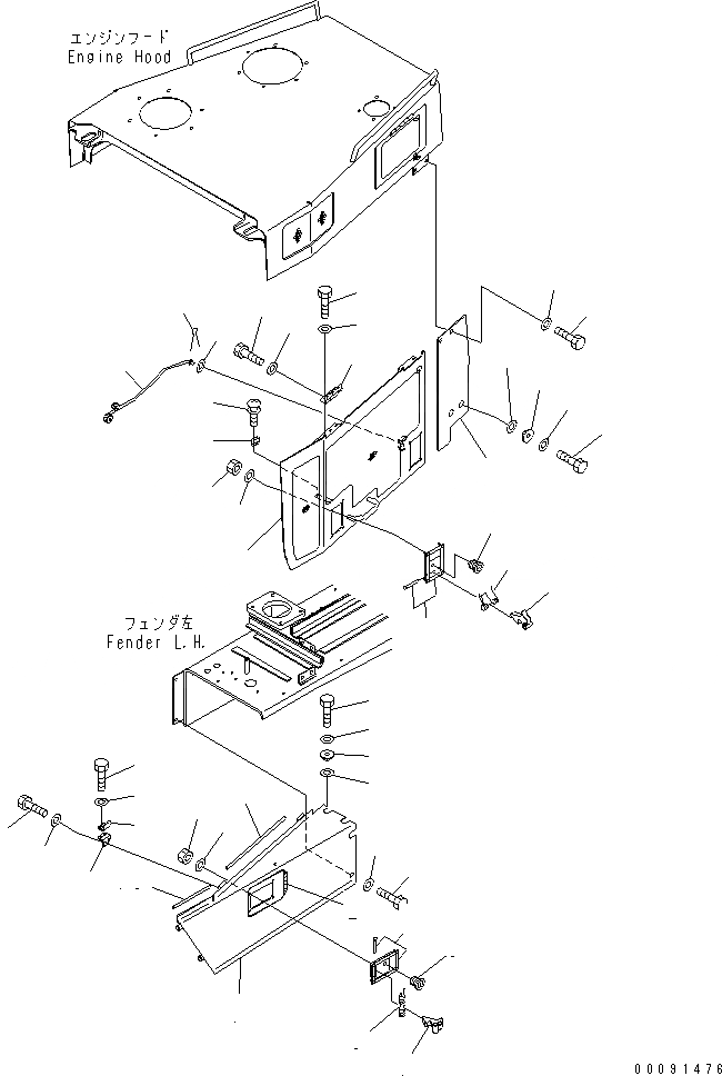 Схема запчастей Komatsu D275A-5 - БОКОВ. КРЫШКА ДВИГ. (ЛЕВ.) (ПЕСЧАН. МЕСТН. СПЕЦ-Я.) (ДОПОЛН. ТОПЛИВН. ФИЛЬТР.) ЧАСТИ КОРПУСА