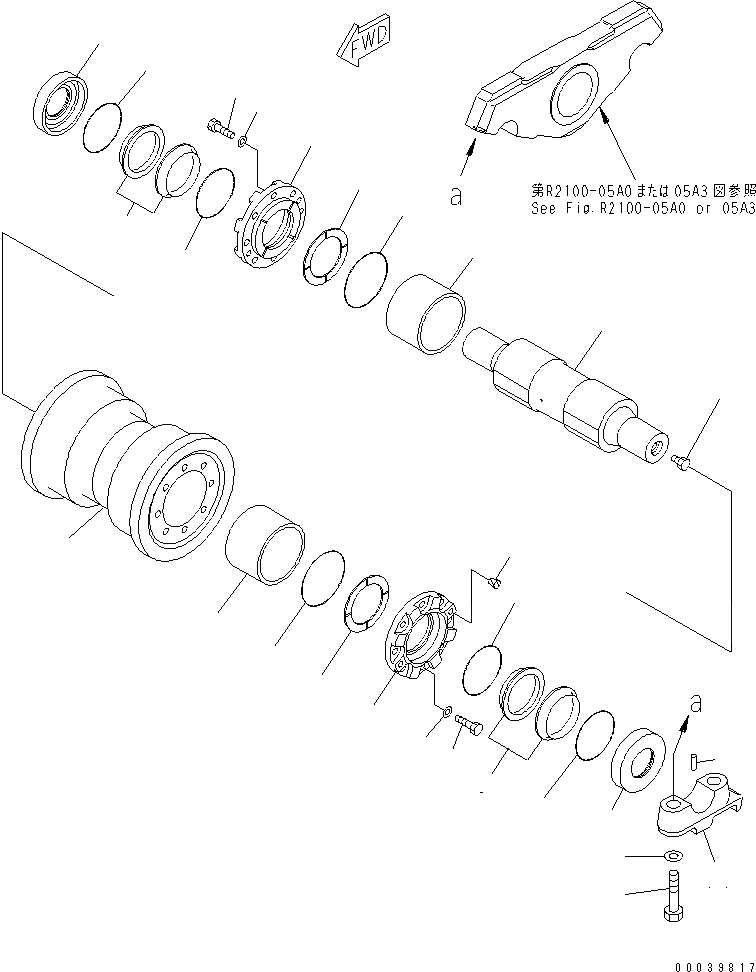 Схема запчастей Komatsu D275A-5 - ОПОРНЫЙ КАТОК (ОДИНОЧН.) (ЛЕВ.) ХОДОВАЯ