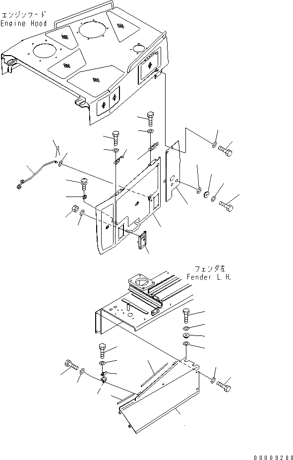 Схема запчастей Komatsu D275AX-5 - БОКОВ. КРЫШКА ДВИГ. (ЛЕВ.) (ПЕРФОРИРОВАНН.) (СПЕЦ-Я ДЛЯ СВАЛОК)(№-79) ЧАСТИ КОРПУСА
