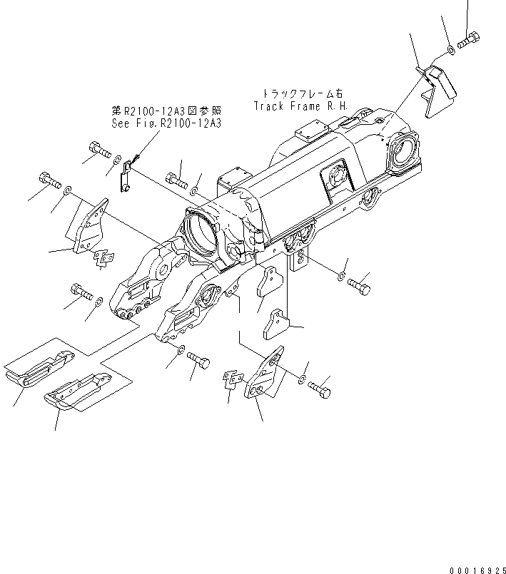 Схема запчастей Komatsu D275AX-5 - ЗАЩИТА ГУСЕН. РАМЫ (ПРАВ.) (ПОЛН. ЗАЩИТА КАТКОВ) ХОДОВАЯ