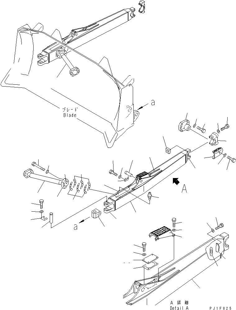Схема запчастей Komatsu D275AX-5 - РАМА ПРЯМ. ОТВАЛА (ЛЕВ.) РАБОЧЕЕ ОБОРУДОВАНИЕ