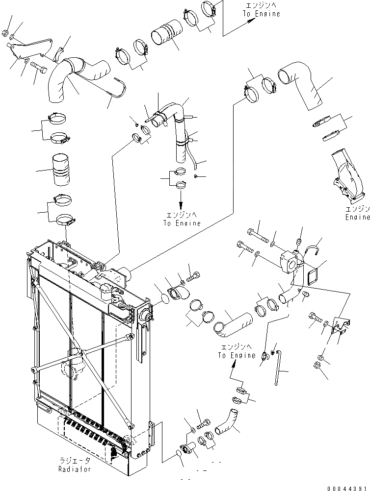 Схема запчастей Komatsu D275AX-5E0 - СИСТЕМА ТРУБ ОХЛАЖДЕНИЯ(№-) СИСТЕМА ОХЛАЖДЕНИЯ