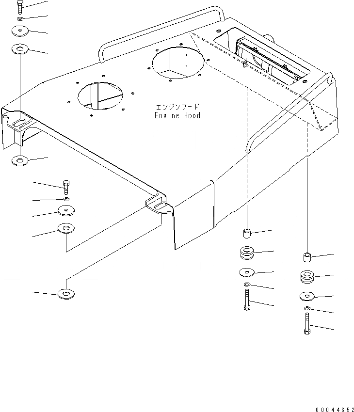 Схема запчастей Komatsu D275AX-5E0 - КАПОТ И БОКОВ. КРЫШКА (КРЕПЛЕНИЕ КАПОТА)(№-) ЧАСТИ КОРПУСА