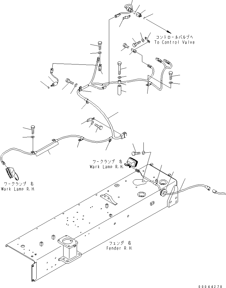 Схема запчастей Komatsu D275AX-5E0 - КРЫЛО (Э/ПРОВОДКА) (ДЛЯ УСИЛ. ЭЛЕКТРОПРОВОДКА) (ПРАВ.)(№-) ЧАСТИ КОРПУСА