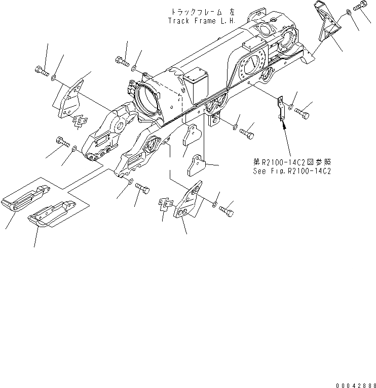 Схема запчастей Komatsu D275AX-5E0 - ГУСЕНИЧНАЯ РАМА (ЧАСТИ КОРПУСА) (ПОЛН. ЗАЩИТА КАТКОВ) (ЛЕВ.)(№-) ХОДОВАЯ