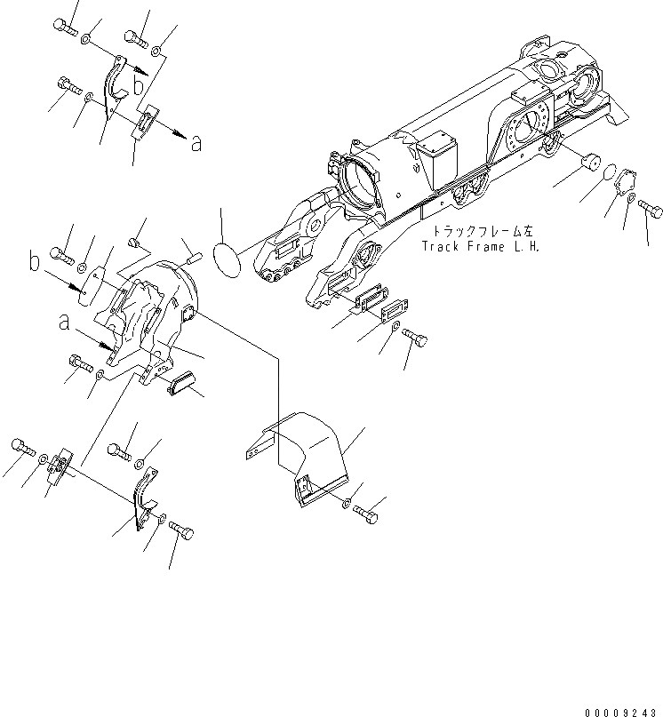 Схема запчастей Komatsu D275AX-5E0 - ГУСЕНИЧНАЯ РАМА (ВИЛКА ЛЕНИВЦА) (СПЕЦ-Я ДЛЯ СВАЛОК) (ЛЕВ.)(№-) ХОДОВАЯ