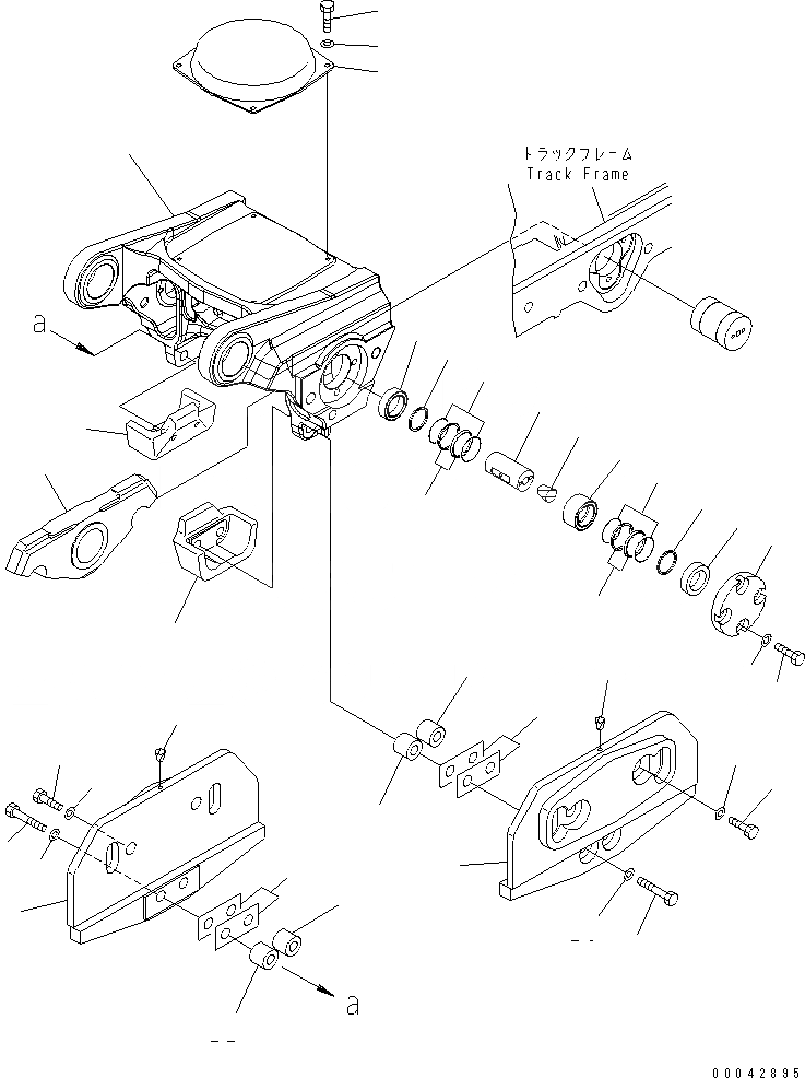 Схема запчастей Komatsu D275AX-5E0 - ГУСЕНИЧНАЯ РАМА (ЗАДН. ТЕЛЕЖКА) (ПОЛН. ЗАЩИТА КАТКОВ) (ПРАВ.)(№-) ХОДОВАЯ