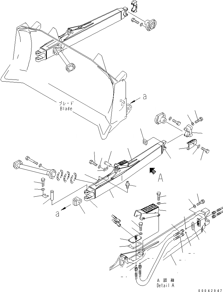 Схема запчастей Komatsu D275AX-5E0 - DOZER РАМА (РАМА ПРЯМ. ОТВАЛА) (ДЛЯ ОТВАЛА С ДВОЙН. ПЕРЕКОСОМ) (ЛЕВ.)(№-) РАБОЧЕЕ ОБОРУДОВАНИЕ