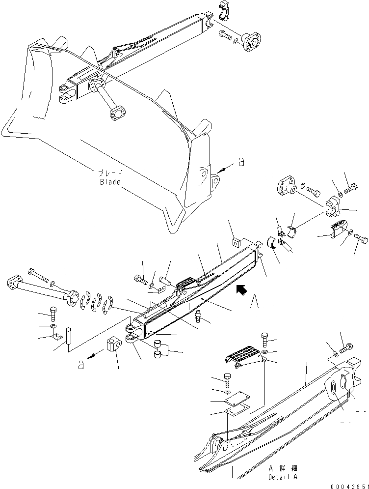 Схема запчастей Komatsu D275AX-5E0 - DOZER РАМА (РАМА ПРЯМ. ОТВАЛА) (УСИЛЕНН.) (С ВТУЛКА) (ЛЕВ.)(№-) РАБОЧЕЕ ОБОРУДОВАНИЕ