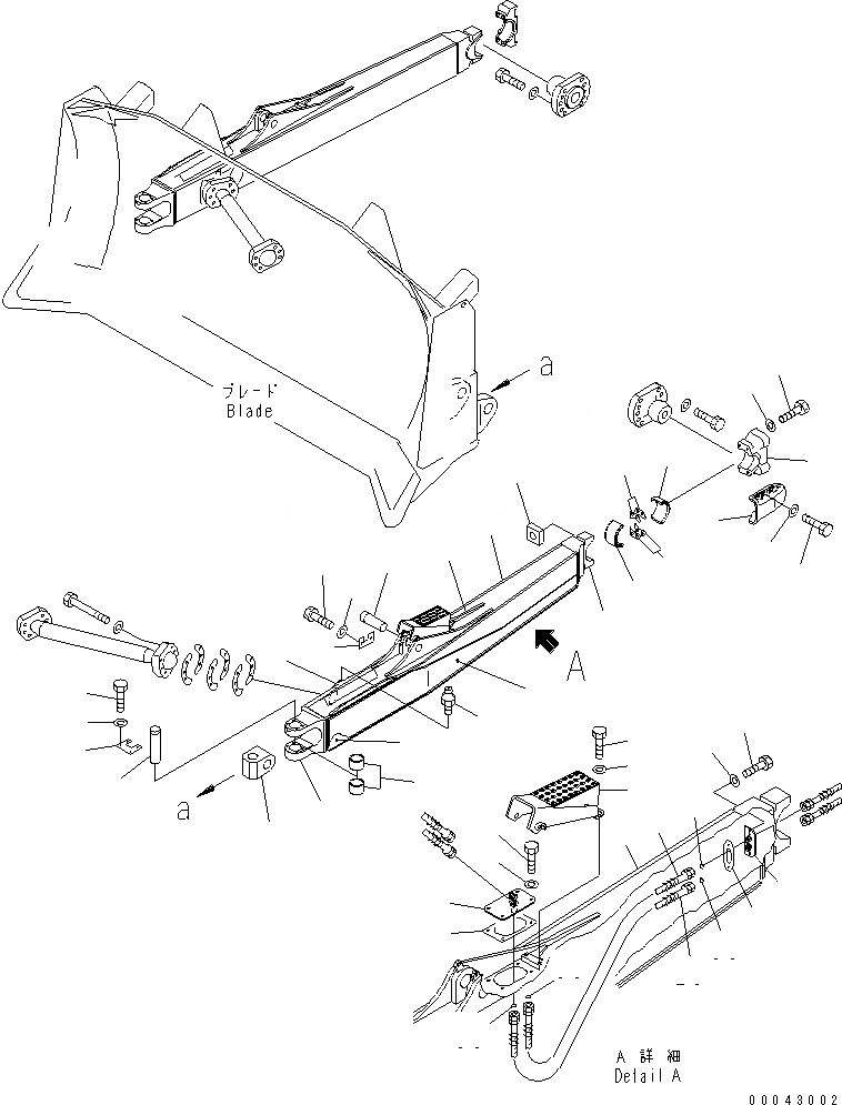 Схема запчастей Komatsu D275AX-5E0 - DOZER РАМА (ДЛЯ ОТВАЛА С ДВОЙН. ПЕРЕКОСОМ) (УСИЛЕНН.ТИП) (С ВТУЛКА) (ЛЕВ.)(№-) РАБОЧЕЕ ОБОРУДОВАНИЕ