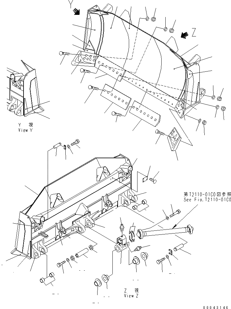 Схема запчастей Komatsu D275AX-5E0 - ОТВАЛ (ПОЛУ-U) (С ВТУЛКА) (УСИЛЕНН.)(№-) РАБОЧЕЕ ОБОРУДОВАНИЕ