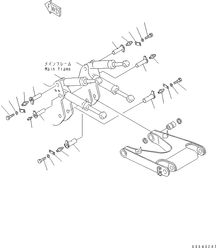 Схема запчастей Komatsu D275AX-5E0 - ПАЛЕЦ КРЕПЛЕНИЯ РЫХЛИТЕЛЯ(№-) РАБОЧЕЕ ОБОРУДОВАНИЕ