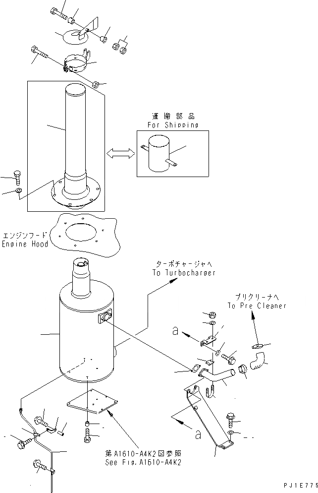 Схема запчастей Komatsu D275AX-5-KO - ГЛУШИТЕЛЬ КРЕПЛЕНИЕ КОМПОНЕНТЫ ДВИГАТЕЛЯ
