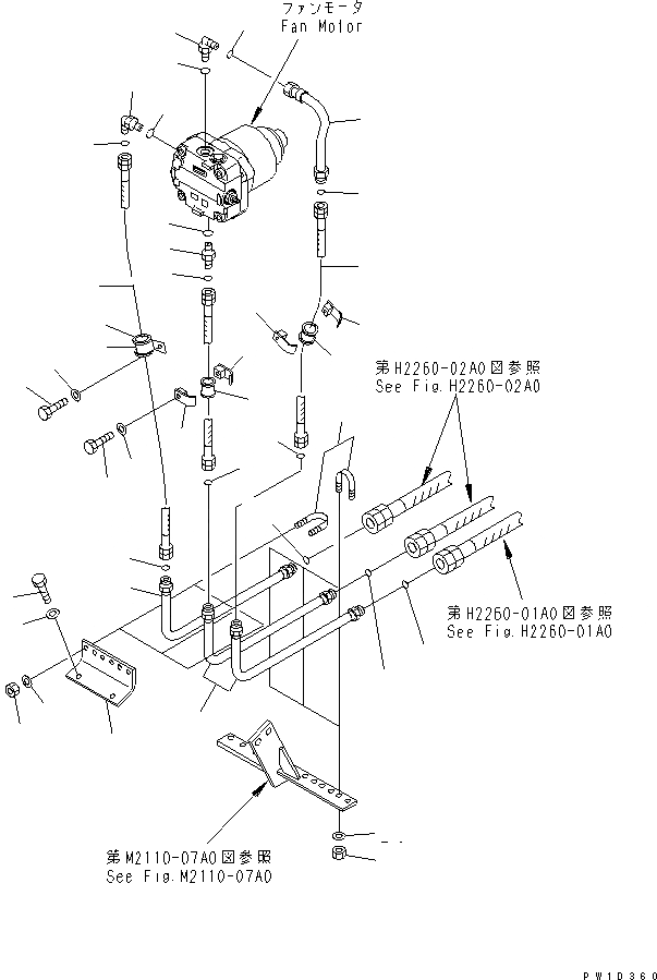Схема запчастей Komatsu D275AX-5-KO - МОТОР ВЕНТИЛЯТОРА ЛИНИЯ ЧАСТИ КОРПУСА