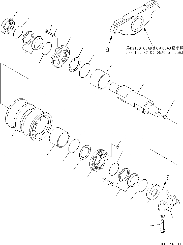 Схема запчастей Komatsu D275AX-5-KO - ОПОРНЫЙ КАТОК (ДВОЙН.) (ЛЕВ. И ПРАВ.) ХОДОВАЯ
