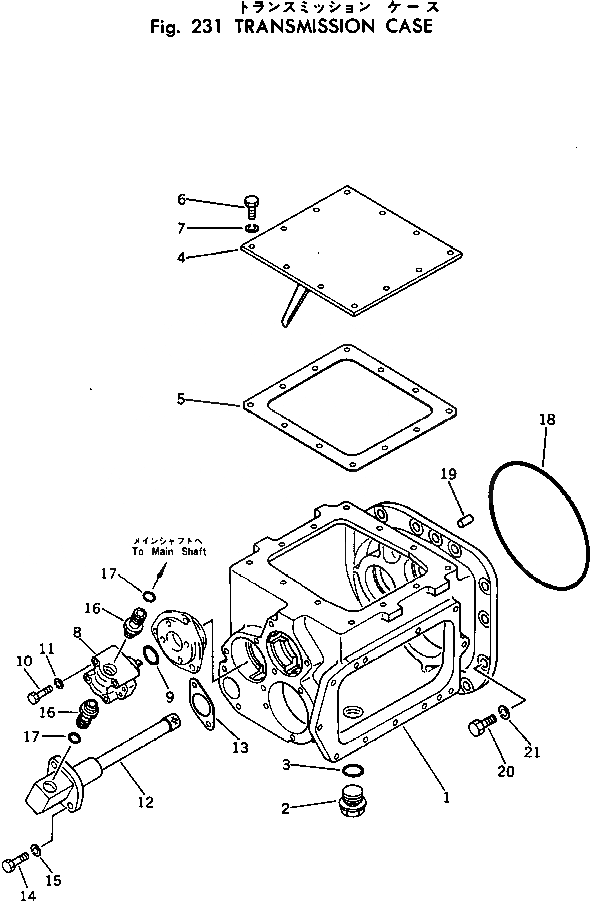 Схема запчастей Komatsu D30AM-17 - КОРПУС ТРАНСМИССИИ ОСНОВН. МУФТА И ТРАНСМИССИЯ