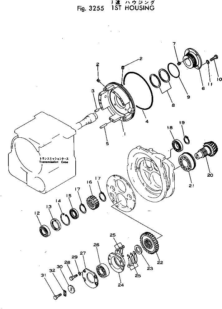 Схема запчастей Komatsu D31A-16 - 1 КОЖУХ ДЕМПФЕР И ТРАНСМИССИЯ
