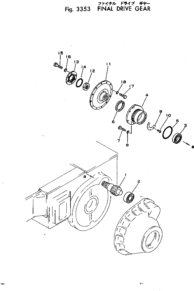 Схема запчастей Komatsu D31A-16 - КОНЕЧНАЯ ПЕРЕДАЧА И ВАЛ СИСТЕМАУПРАВЛЕНИЯ ПОВОРОТОМ И КОНЕЧНАЯ ПЕРЕДАЧА